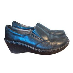 Hush Puppies Shoes Black Leather Slip on 2.5 in Heel Comfy Loafers Office Wear
